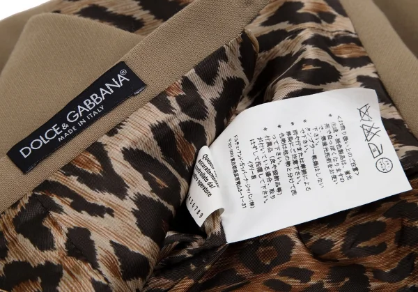 ドルチェ&ガッバーナDOLCE&GABBANA 裏レオパードウールスカート ベージュ40 K-111909_012