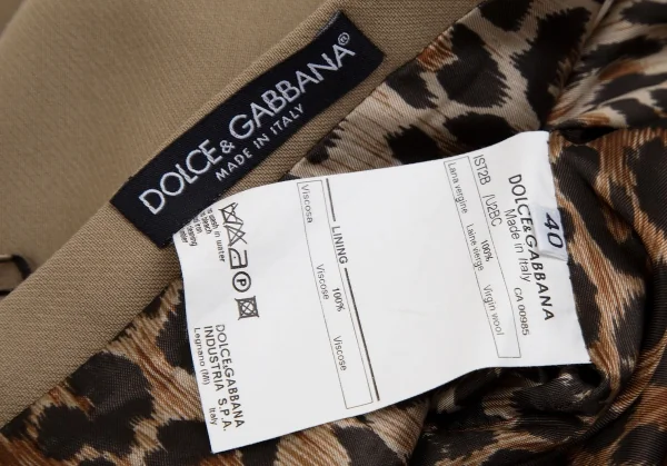 ドルチェ&ガッバーナDOLCE&GABBANA 裏レオパードウールスカート ベージュ40 K-111909_013