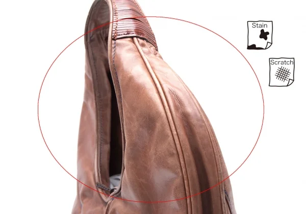 イッセイミヤケISSEY MIYAKE レザー波型切替ハンドバッグ ブラウン K-111918_011