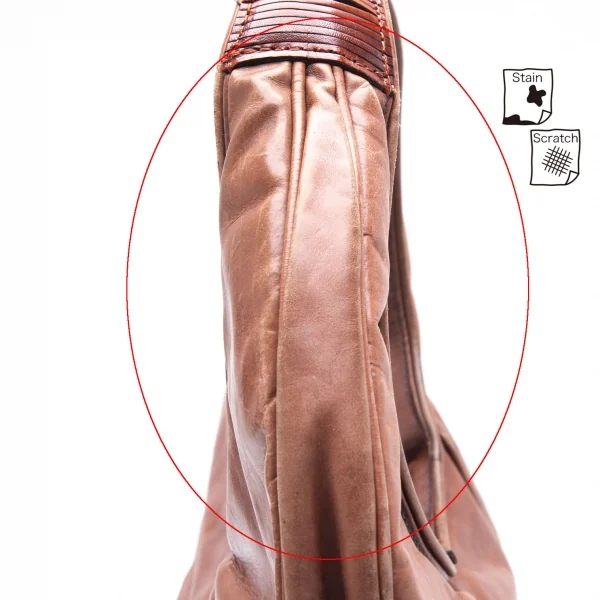 イッセイミヤケISSEY MIYAKE レザー波型切替ハンドバッグ ブラウン K-111918_006