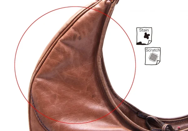 イッセイミヤケISSEY MIYAKE レザー波型切替ハンドバッグ ブラウン K-111918_008
