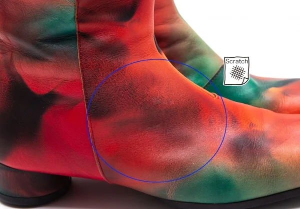 イッセイミヤケISSEY MIYAKE むらプリントレザーブーツ 赤他23.5 K-111920_010