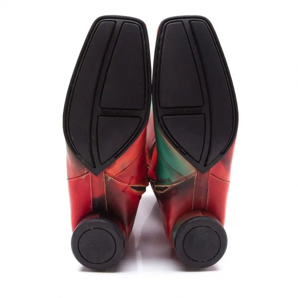 イッセイミヤケISSEY MIYAKE むらプリントレザーブーツ 赤他23.5 K-111920_013