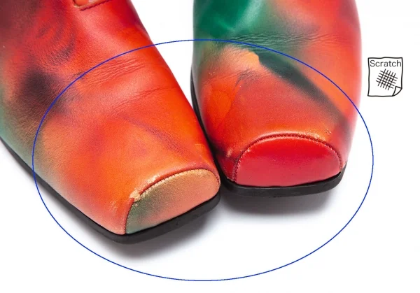 イッセイミヤケISSEY MIYAKE むらプリントレザーブーツ 赤他23.5 K-111920_004