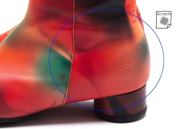 イッセイミヤケISSEY MIYAKE むらプリントレザーブーツ 赤他23.5 K-111920_006