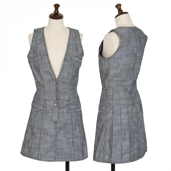 アルマーニジーンズARMANI JEANS スカートドッキングベストワンピース 紺38 K-111933_001