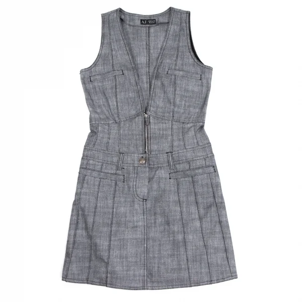 アルマーニジーンズARMANI JEANS スカートドッキングベストワンピース 紺38 K-111933_002
