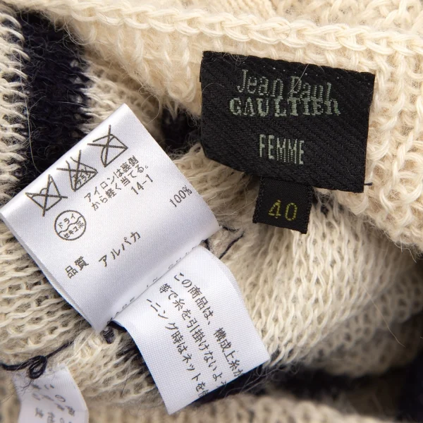 ジャンポールゴルチエ ファムJean Paul GAULTIER FEMME マリンボーダーアルパカニットチュニック 生成り紺40 K-111937_020