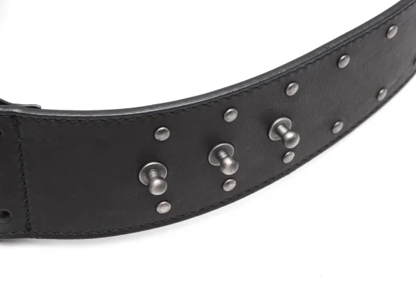 イヴサンローランYves Saint Laurent ダブルピンスタッズワイドベルト 黒 K-111940_004