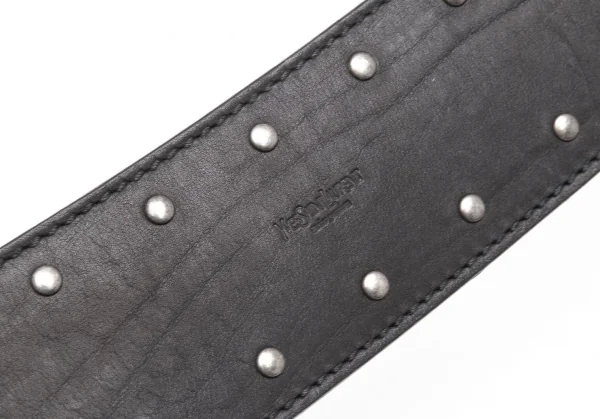 イヴサンローランYves Saint Laurent ダブルピンスタッズワイドベルト 黒 K-111940_006