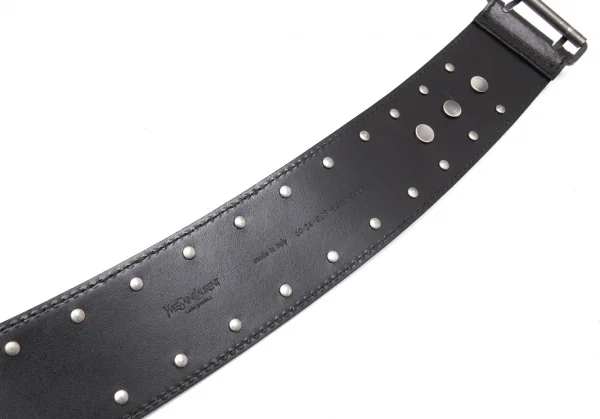 イヴサンローランYves Saint Laurent ダブルピンスタッズワイドベルト 黒 K-111940_008