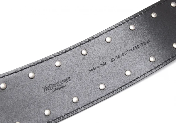 イヴサンローランYves Saint Laurent ダブルピンスタッズワイドベルト 黒 K-111940_009