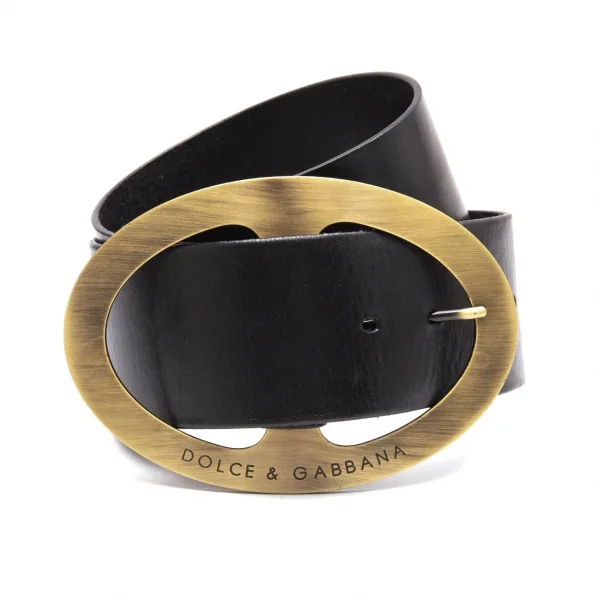 ドルチェ&ガッバーナDOLCE&GABBANA ビッグバックルレザーワイドベルト 黒42/79 K-111941_001