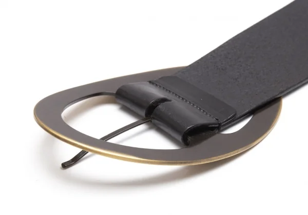 ドルチェ&ガッバーナDOLCE&GABBANA ビッグバックルレザーワイドベルト 黒42/79 K-111941_005