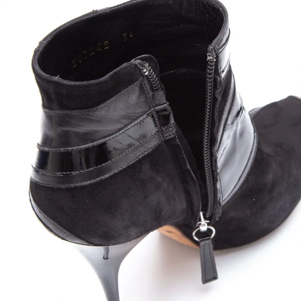 マックキュー アレキサンダーマックイーンMcQ Alexander McQUEEN ユニオンジャックデザインスウェードピンヒールアンクルブーツ 黒36(23位) K-111942_012