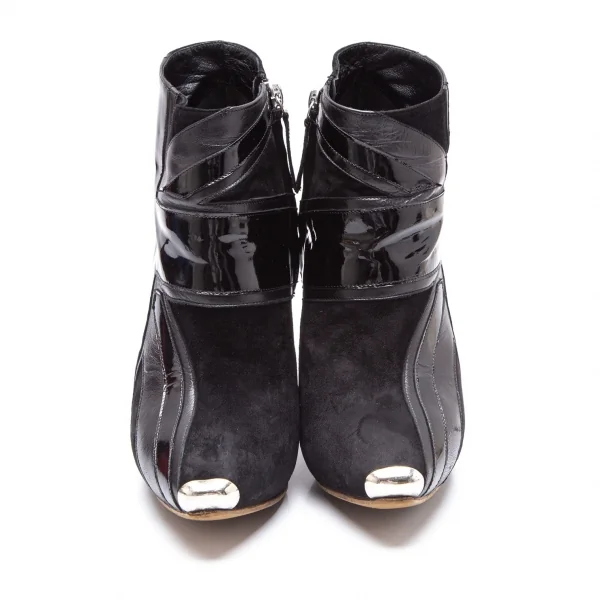 マックキュー アレキサンダーマックイーンMcQ Alexander McQUEEN ユニオンジャックデザインスウェードピンヒールアンクルブーツ 黒36(23位) K-111942_002