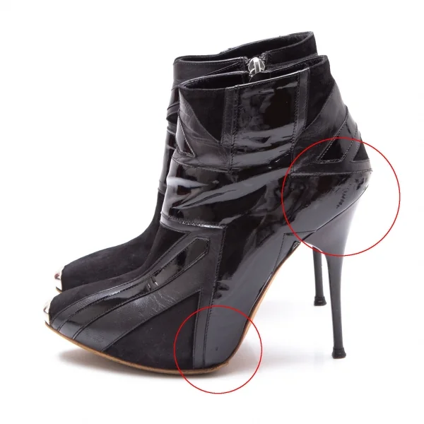 マックキュー アレキサンダーマックイーンMcQ Alexander McQUEEN ユニオンジャックデザインスウェードピンヒールアンクルブーツ 黒36(23位) K-111942_004