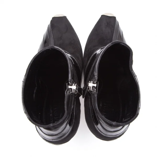 マックキュー アレキサンダーマックイーンMcQ Alexander McQUEEN ユニオンジャックデザインスウェードピンヒールアンクルブーツ 黒36(23位) K-111942_009