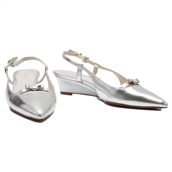 コーチCOACH フォイルレザーポインテッドトゥサンダル シルバー35(22.5位) K-111943_001