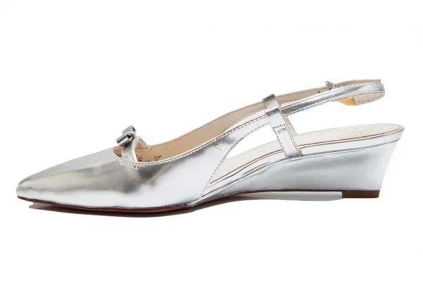 コーチCOACH フォイルレザーポインテッドトゥサンダル シルバー35(22.5位) K-111943_012