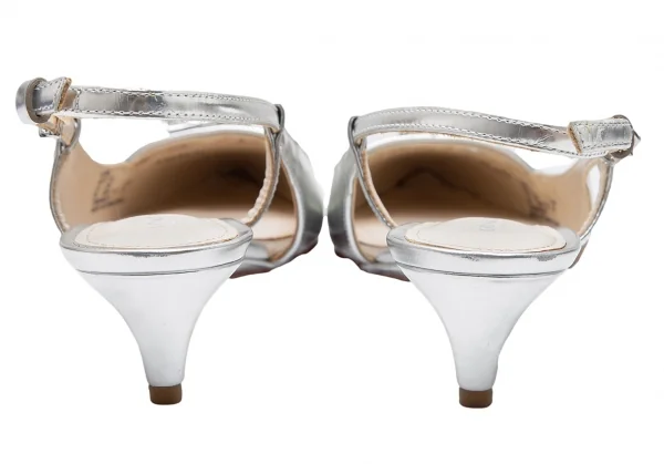 コーチCOACH フォイルレザーポインテッドトゥサンダル シルバー35(22.5位) K-111943_015