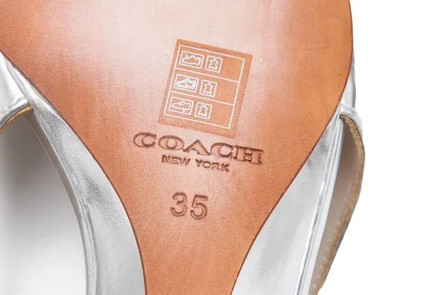 コーチCOACH フォイルレザーポインテッドトゥサンダル シルバー35(22.5位) K-111943_017