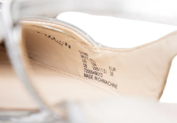 コーチCOACH フォイルレザーポインテッドトゥサンダル シルバー35(22.5位) K-111943_019