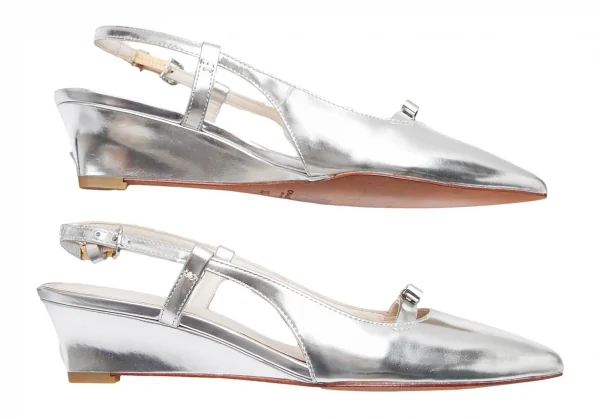 コーチCOACH フォイルレザーポインテッドトゥサンダル シルバー35(22.5位) K-111943_003
