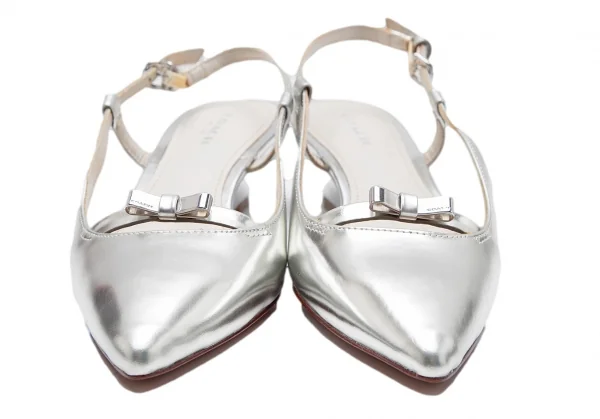 コーチCOACH フォイルレザーポインテッドトゥサンダル シルバー35(22.5位) K-111943_004