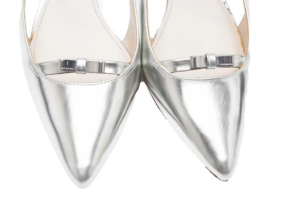 コーチCOACH フォイルレザーポインテッドトゥサンダル シルバー35(22.5位) K-111943_005