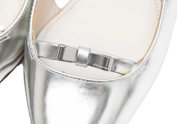 コーチCOACH フォイルレザーポインテッドトゥサンダル シルバー35(22.5位) K-111943_006