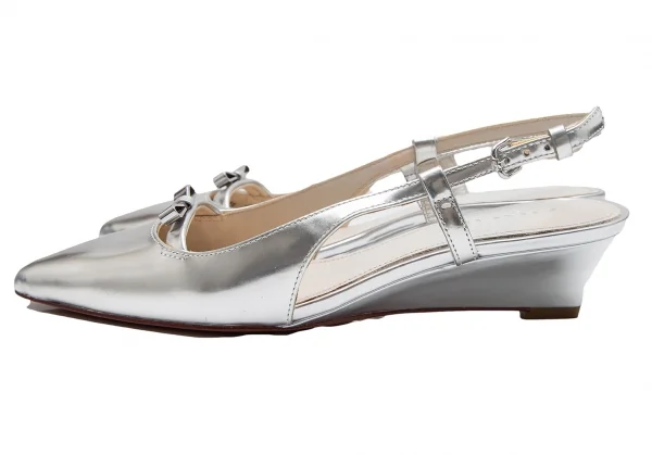 コーチCOACH フォイルレザーポインテッドトゥサンダル シルバー35(22.5位) K-111943_007