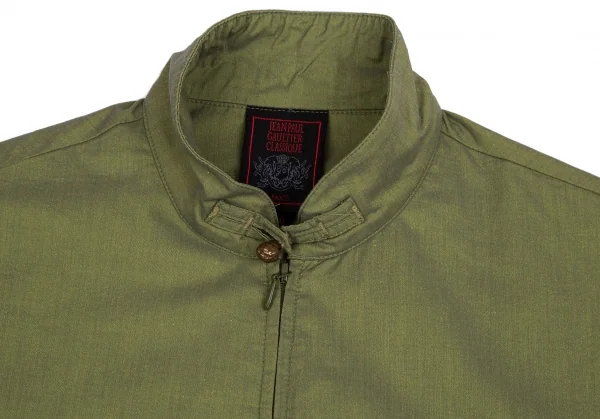 ジャンポールゴルチエ クラシックJean Paul GAULTIER CLASSIQUE ジップアップスタンドカラーストレッチ半袖シャツ 緑40 K-111946_003