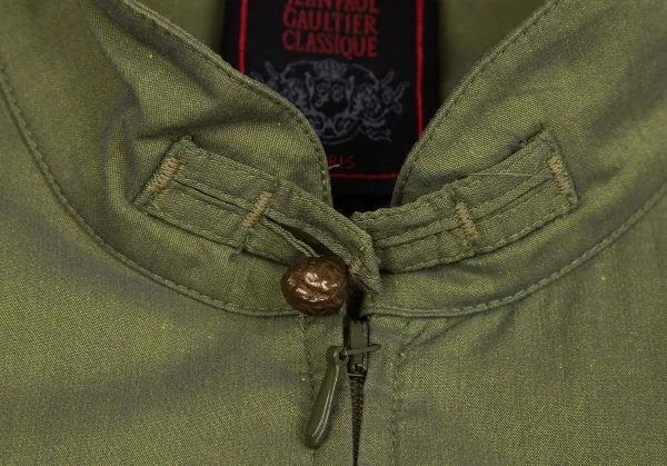 ジャンポールゴルチエ クラシックJean Paul GAULTIER CLASSIQUE ジップアップスタンドカラーストレッチ半袖シャツ 緑40 K-111946_004