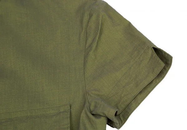 ジャンポールゴルチエ クラシックJean Paul GAULTIER CLASSIQUE ジップアップスタンドカラーストレッチ半袖シャツ 緑40 K-111946_005