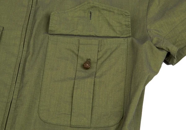 ジャンポールゴルチエ クラシックJean Paul GAULTIER CLASSIQUE ジップアップスタンドカラーストレッチ半袖シャツ 緑40 K-111946_006