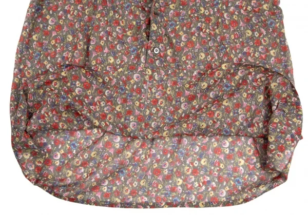 トリココムデギャルソンtricot COMME des GARCONS ベロア切替花柄タックチュニックシャツ グレーマルチS K-111955_011