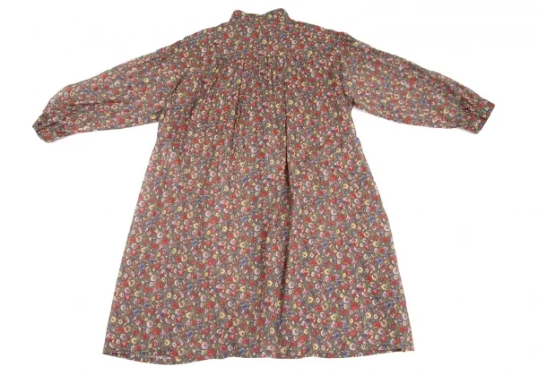 トリココムデギャルソンtricot COMME des GARCONS ベロア切替花柄タックチュニックシャツ グレーマルチS K-111955_012