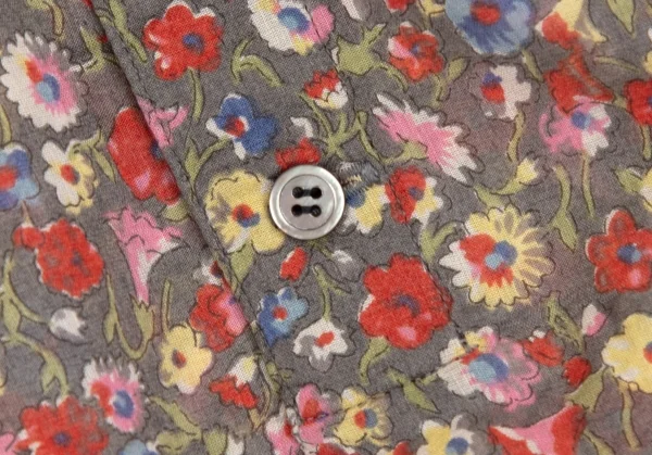 トリココムデギャルソンtricot COMME des GARCONS ベロア切替花柄タックチュニックシャツ グレーマルチS K-111955_009