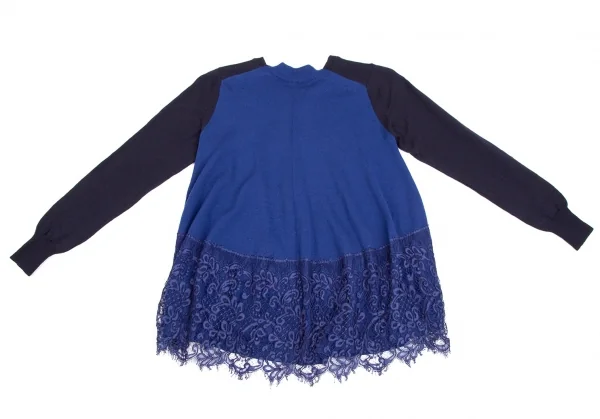 サカイsacai レースレイヤード切替ニットカーディガン 紺青1 K-111962_012