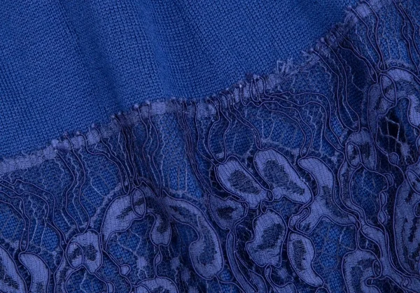 サカイsacai レースレイヤード切替ニットカーディガン 紺青1 K-111962_015