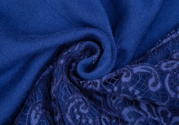 サカイsacai レースレイヤード切替ニットカーディガン 紺青1 K-111962_016