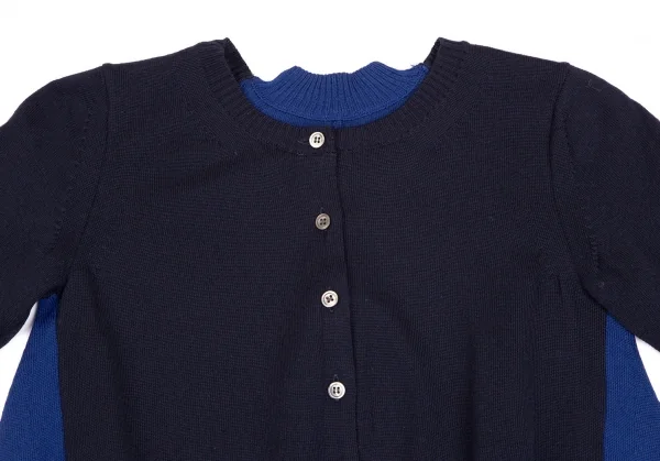 サカイsacai レースレイヤード切替ニットカーディガン 紺青1 K-111962_003