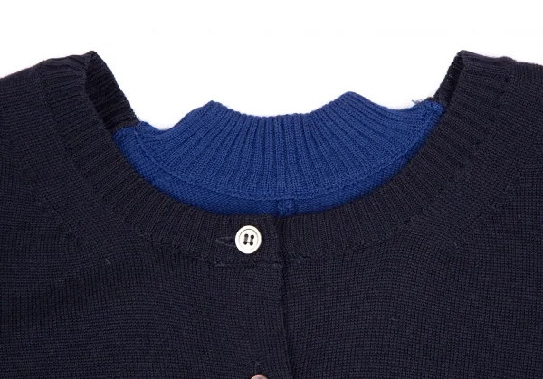 サカイsacai レースレイヤード切替ニットカーディガン 紺青1 K-111962_004