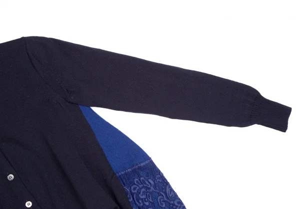 サカイsacai レースレイヤード切替ニットカーディガン 紺青1 K-111962_005