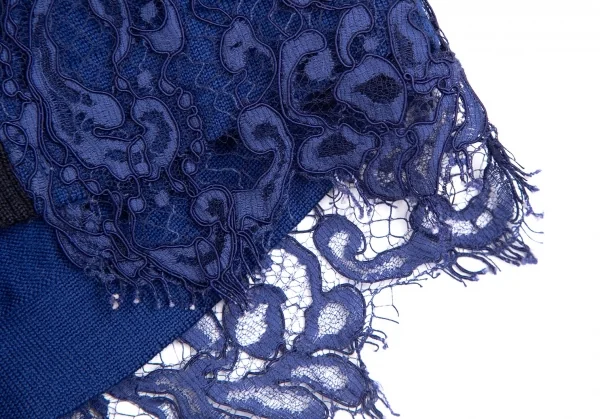 サカイsacai レースレイヤード切替ニットカーディガン 紺青1 K-111962_009