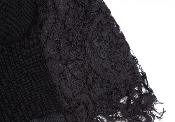 サカイsacai レースレイヤード切替ニットワンピース 黒1 K-111963_010