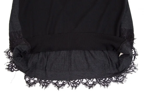 サカイsacai レースレイヤード切替ニットワンピース 黒1 K-111963_011