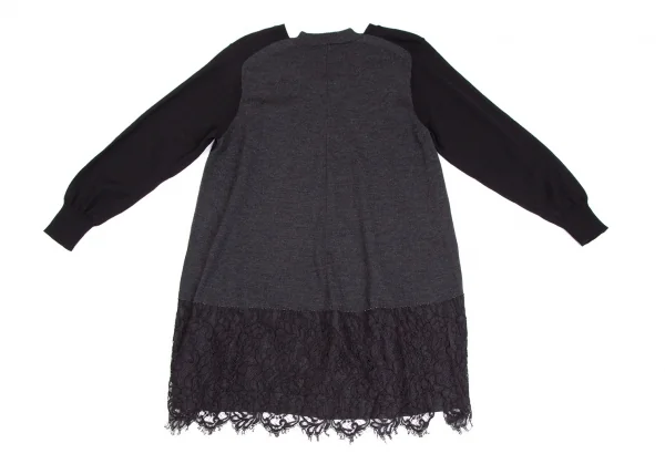 サカイsacai レースレイヤード切替ニットワンピース 黒1 K-111963_012