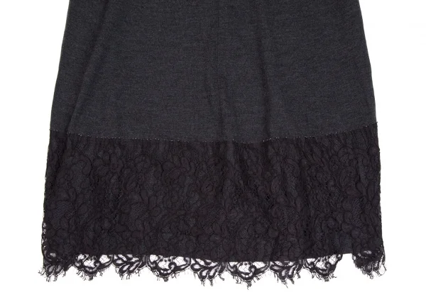 サカイsacai レースレイヤード切替ニットワンピース 黒1 K-111963_014